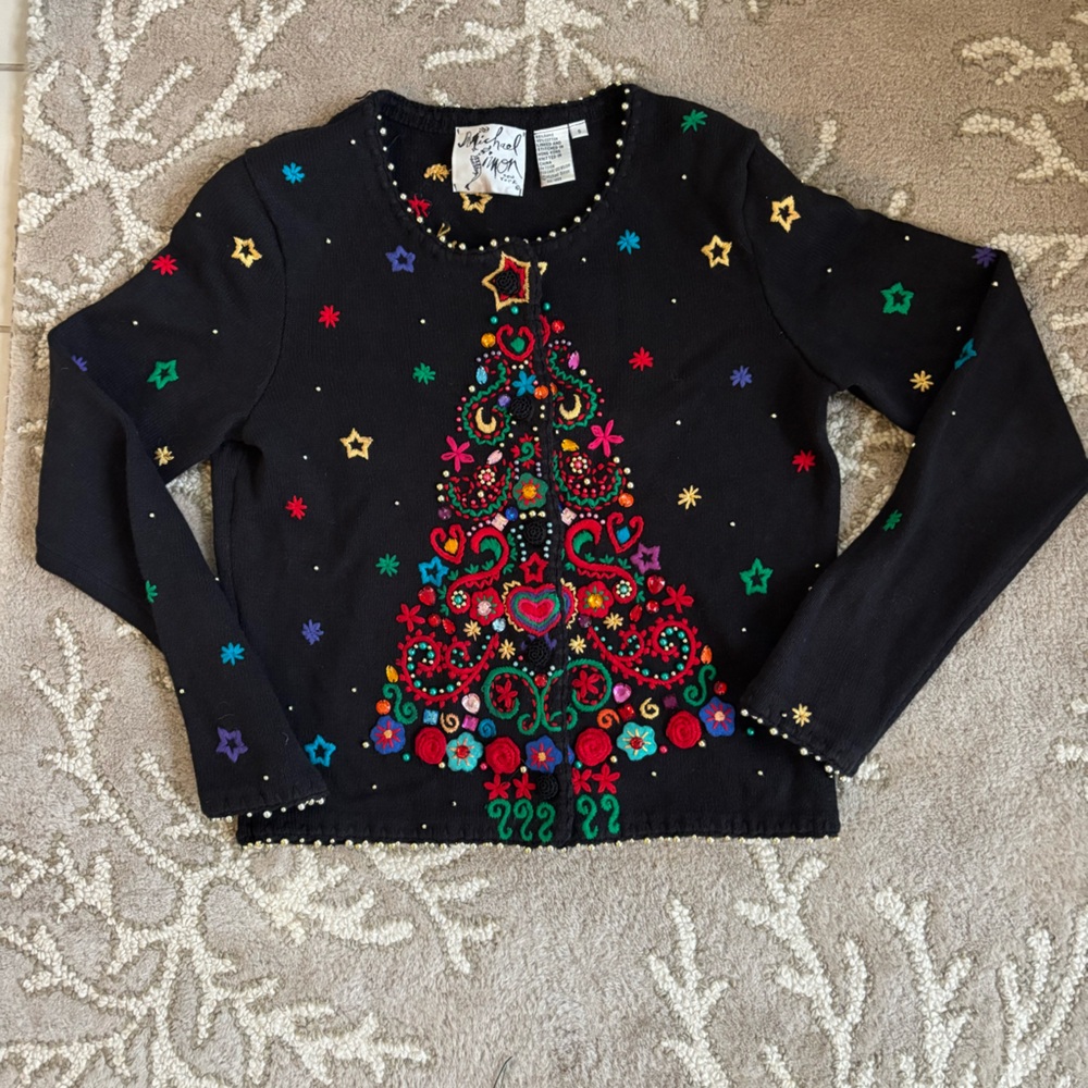 Vintage Michael Simon Black Knit with Gold Accents